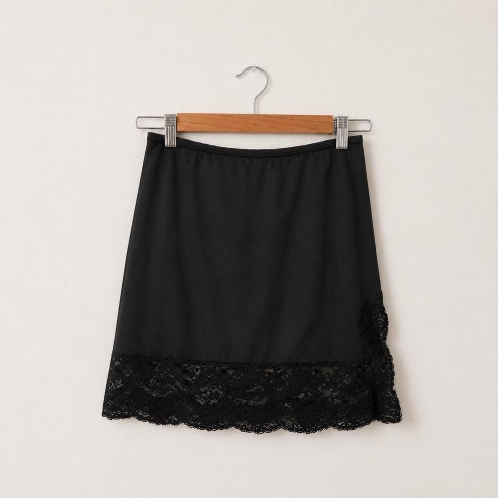 black lace mini skirt